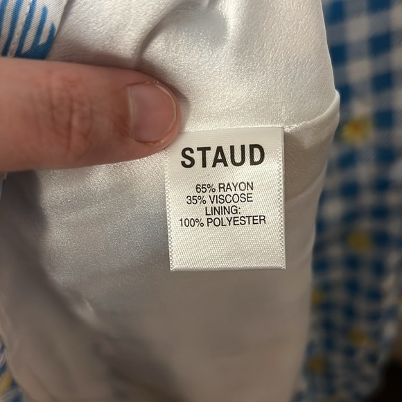 Staud MILLA PRINT MINIDRESS IN GINGHAM DAISY PLAID Size 8 - Picture 5 of 7